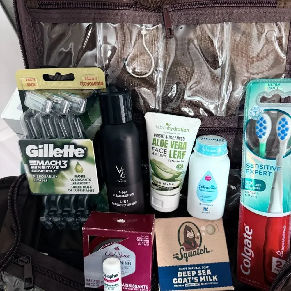 Deluxe Men’s Toiletry Bag Set - Fully Stacked Travel Kit NEW